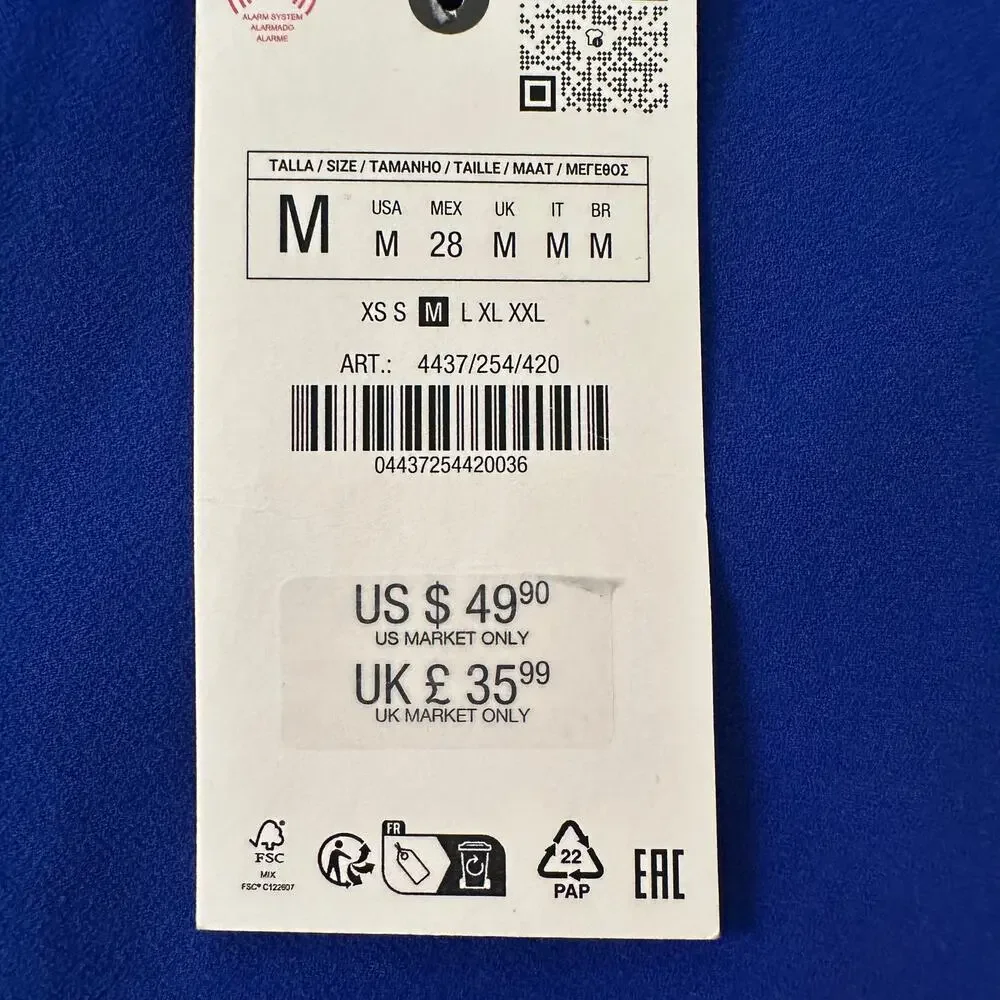 ZARA Women's ZW Collection Sleeveless Short Dress Size M In Bluish - Picture 9 of 14